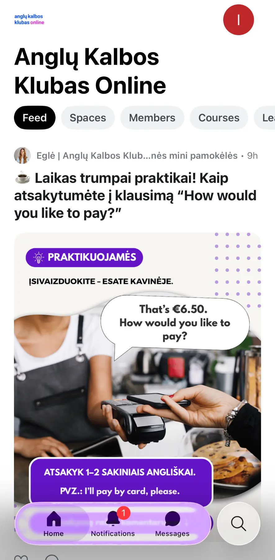 Klubo naujienų srautas ir bendruomenės įrašai
